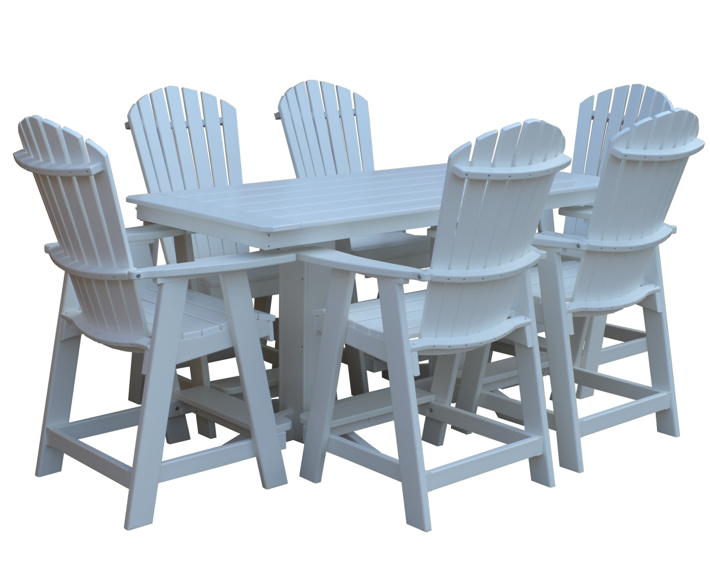 Bryton Park Poly Furniture Recycled 6' Rectangular Table with Fanback Balcony Chairs 7 Piece Set (Counter Height) - LEAD TIME TO SHIP 10 BUSINESS DAYS