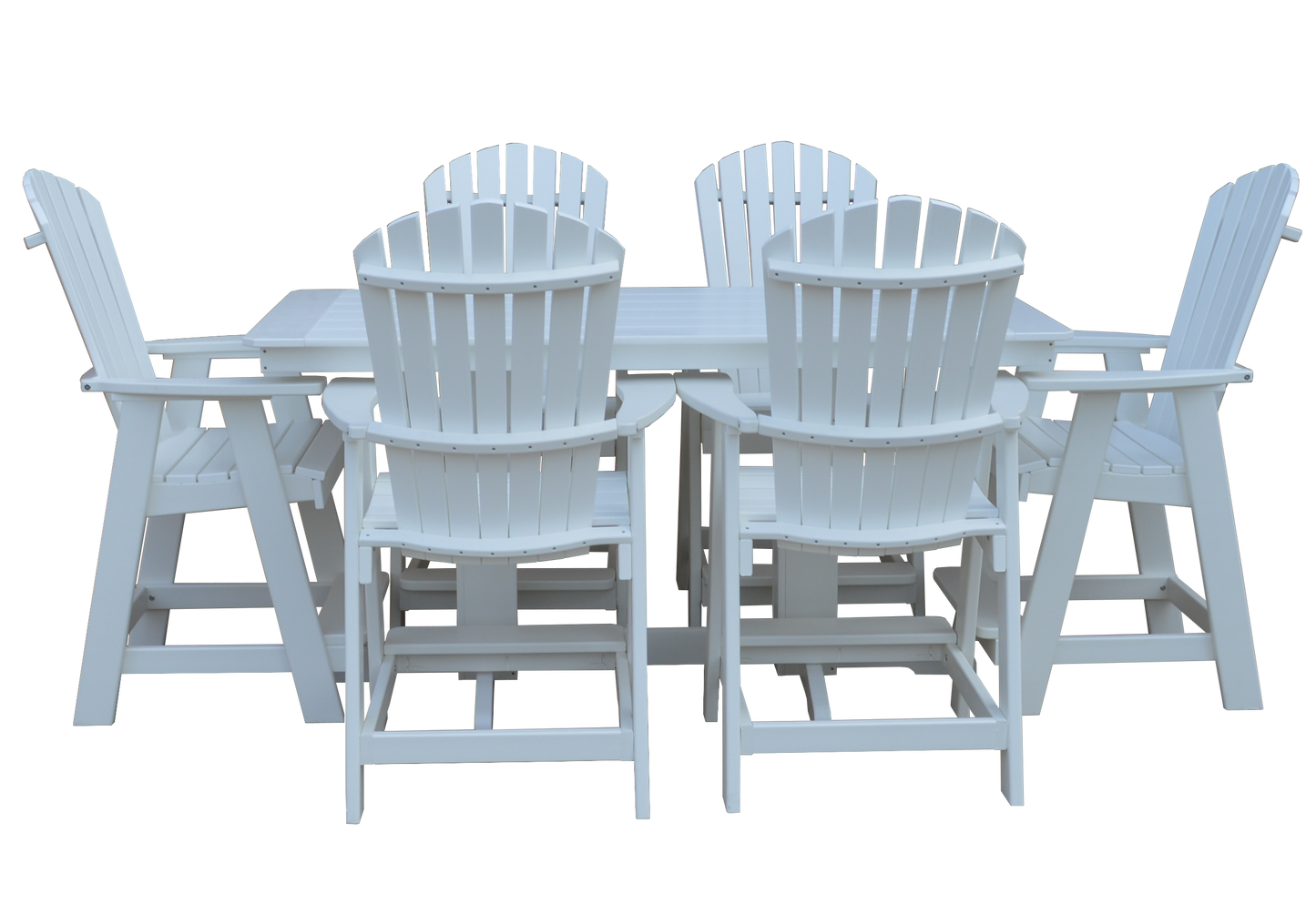 Bryton Park Poly Furniture Recycled 6' Rectangular Table with Fanback Balcony Chairs 7 Piece Set (Counter Height) - LEAD TIME TO SHIP 10 BUSINESS DAYS