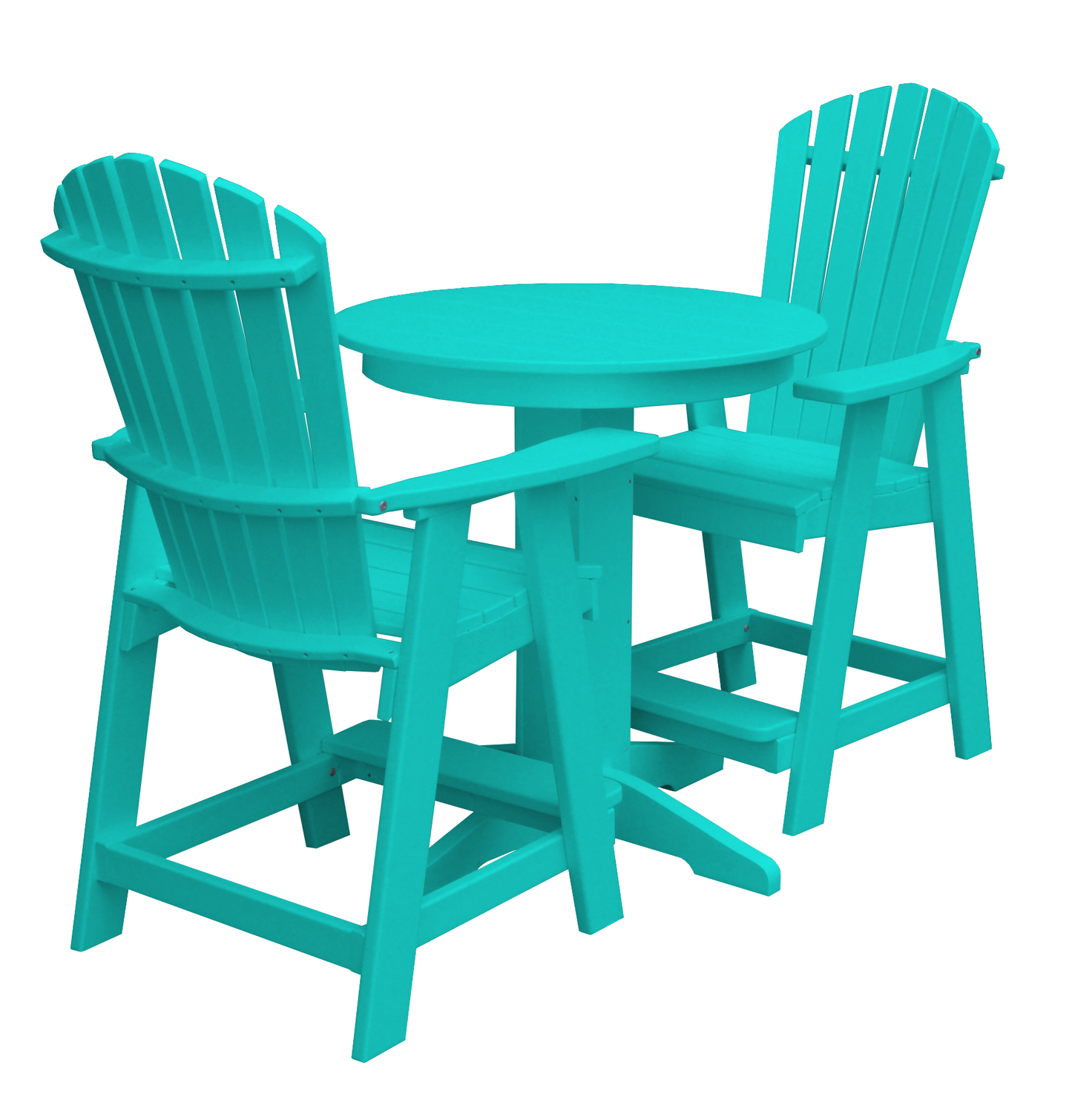 Bryton Park Poly Furniture Recycled Plastic 33in. Round Counter Table with Fanback Balcony Chairs 3 Piece Set (Counter Height) - LEAD TIME TO SHIP 10 BUSINESS DAYS