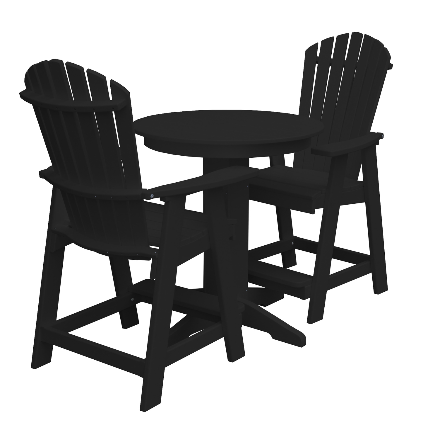 Bryton Park Poly Furniture Recycled Plastic 33in. Round Counter Table with Fanback Balcony Chairs 3 Piece Set (Counter Height) - LEAD TIME TO SHIP 10 BUSINESS DAYS