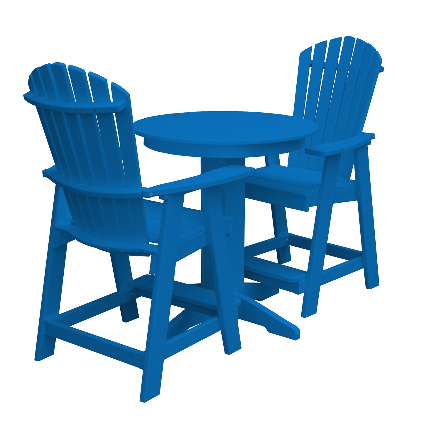 Bryton Park Poly Furniture Recycled Plastic 33in. Round Counter Table with Fanback Balcony Chairs 3 Piece Set (Counter Height) - LEAD TIME TO SHIP 10 BUSINESS DAYS