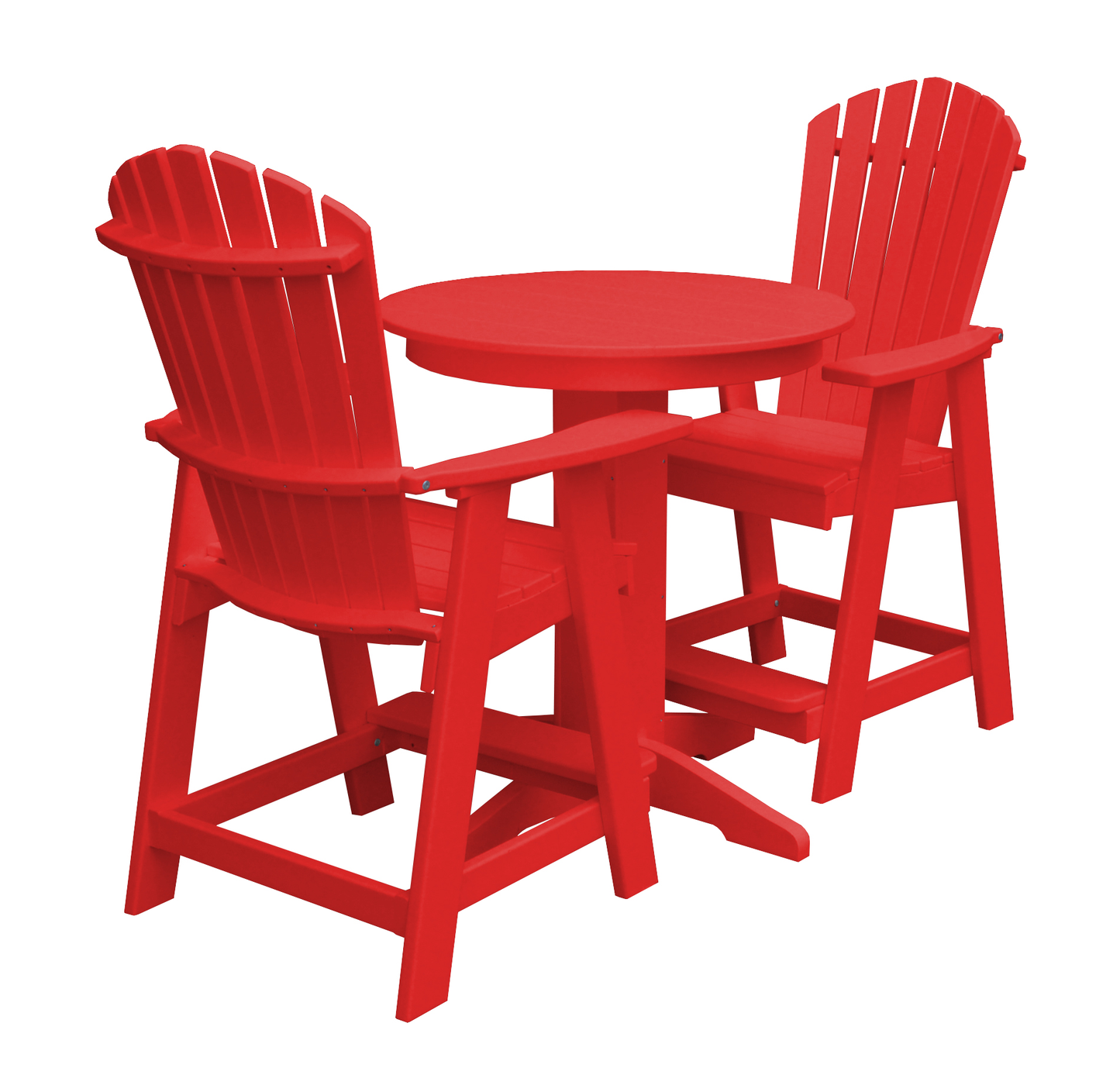 Bryton Park Poly Furniture Recycled Plastic 33in. Round Counter Table with Fanback Balcony Chairs 3 Piece Set (Counter Height) - LEAD TIME TO SHIP 10 BUSINESS DAYS