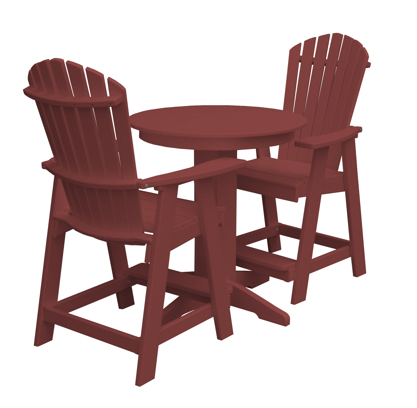 Bryton Park Poly Furniture Recycled Plastic 33in. Round Counter Table with Fanback Balcony Chairs 3 Piece Set (Counter Height) - LEAD TIME TO SHIP 10 BUSINESS DAYS