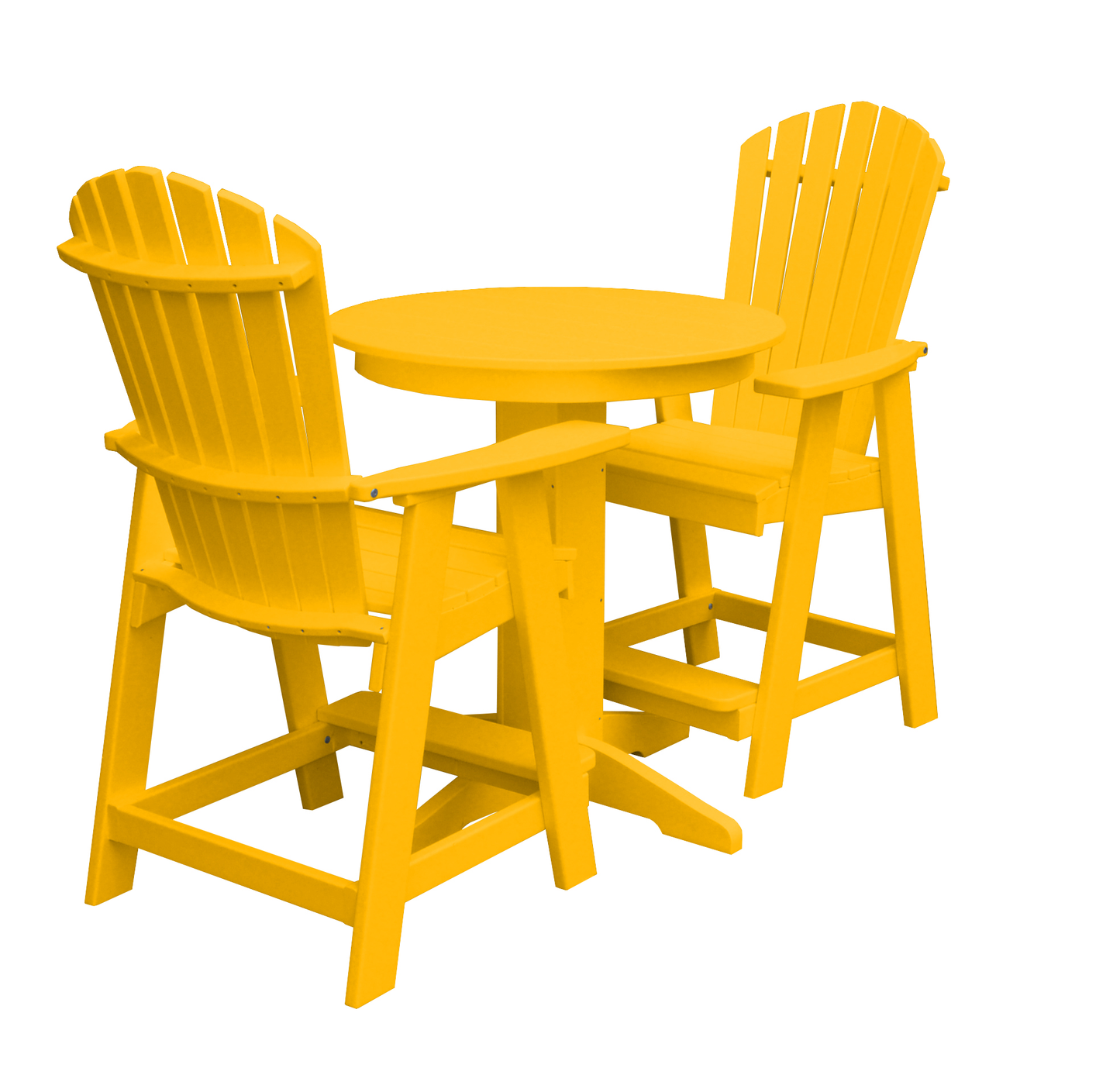 Bryton Park Poly Furniture Recycled Plastic 33in. Round Counter Table with Fanback Balcony Chairs 3 Piece Set (Counter Height) - LEAD TIME TO SHIP 10 BUSINESS DAYS