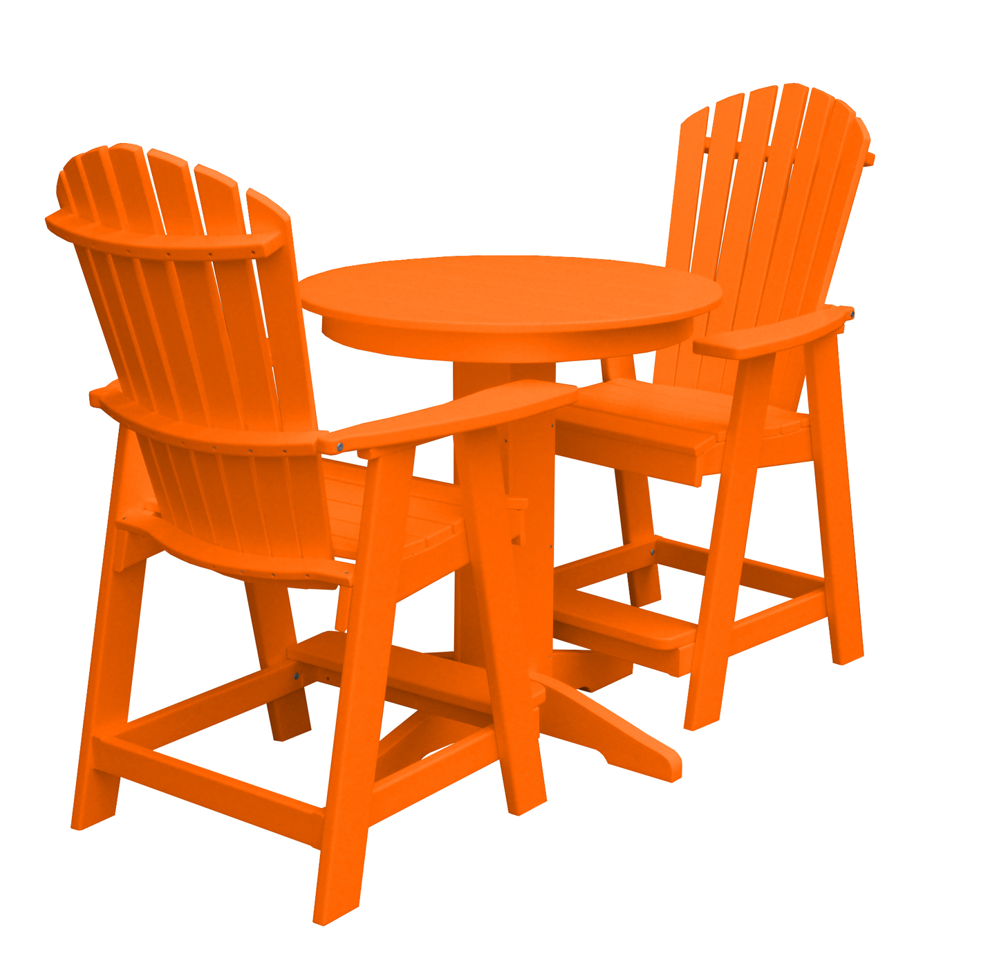 Bryton Park Poly Furniture Recycled Plastic 33in. Round Counter Table with Fanback Balcony Chairs 3 Piece Set (Counter Height) - LEAD TIME TO SHIP 10 BUSINESS DAYS