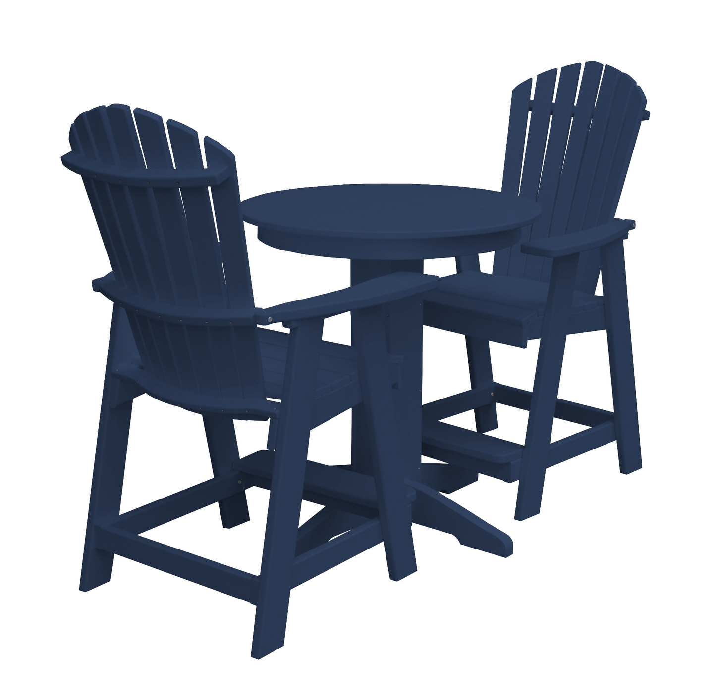 Bryton Park Poly Furniture Recycled Plastic 33in. Round Counter Table with Fanback Balcony Chairs 3 Piece Set (Counter Height) - LEAD TIME TO SHIP 10 BUSINESS DAYS