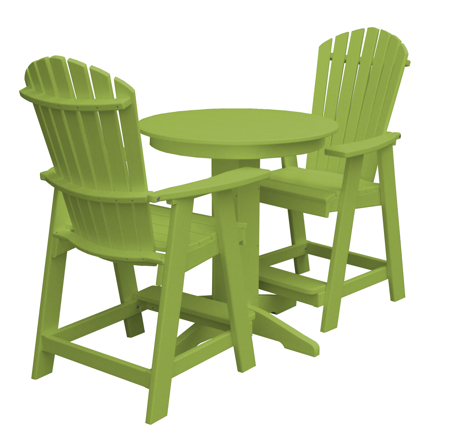 Bryton Park Poly Furniture Recycled Plastic 33in. Round Counter Table with Fanback Balcony Chairs 3 Piece Set (Counter Height) - LEAD TIME TO SHIP 10 BUSINESS DAYS
