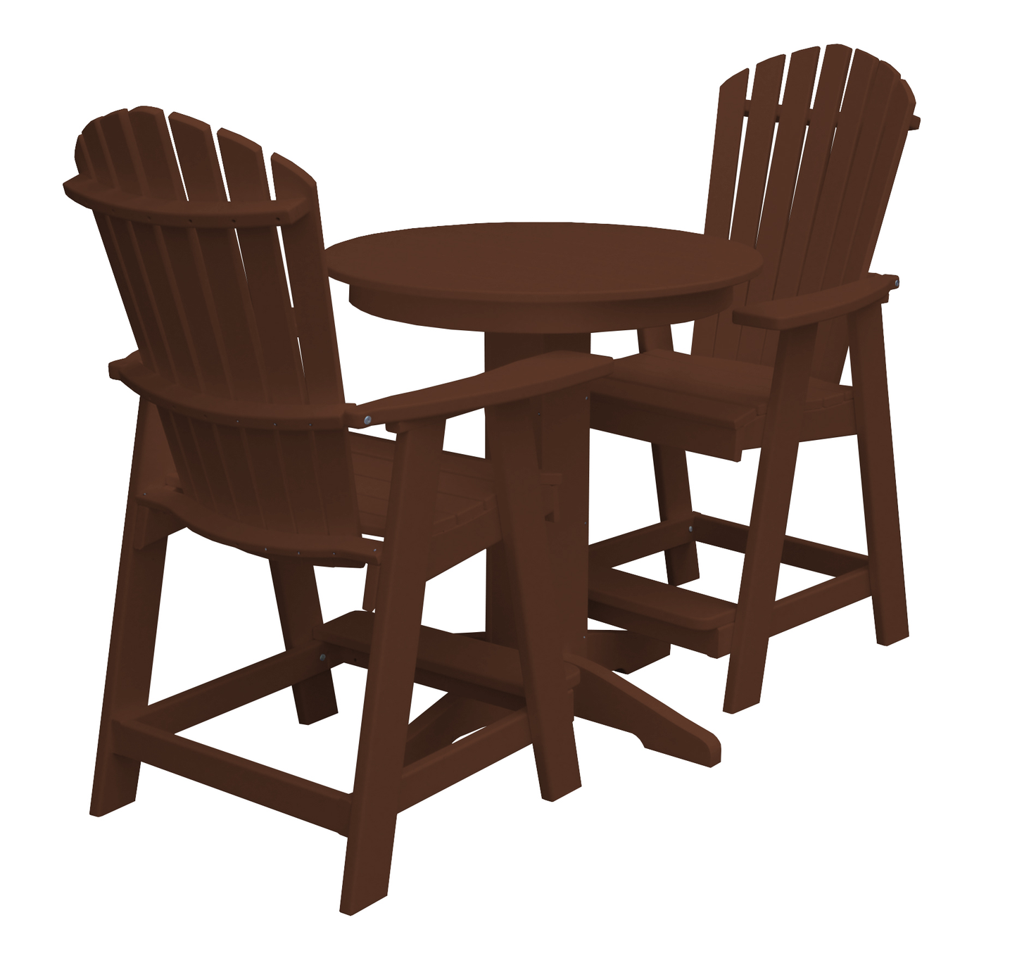 Bryton Park Poly Furniture Recycled Plastic 33in. Round Counter Table with Fanback Balcony Chairs 3 Piece Set (Counter Height) - LEAD TIME TO SHIP 10 BUSINESS DAYS