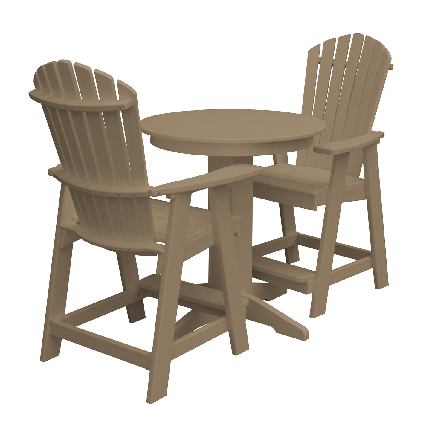 Bryton Park Poly Furniture Recycled Plastic 33in. Round Counter Table with Fanback Balcony Chairs 3 Piece Set (Counter Height) - LEAD TIME TO SHIP 10 BUSINESS DAYS