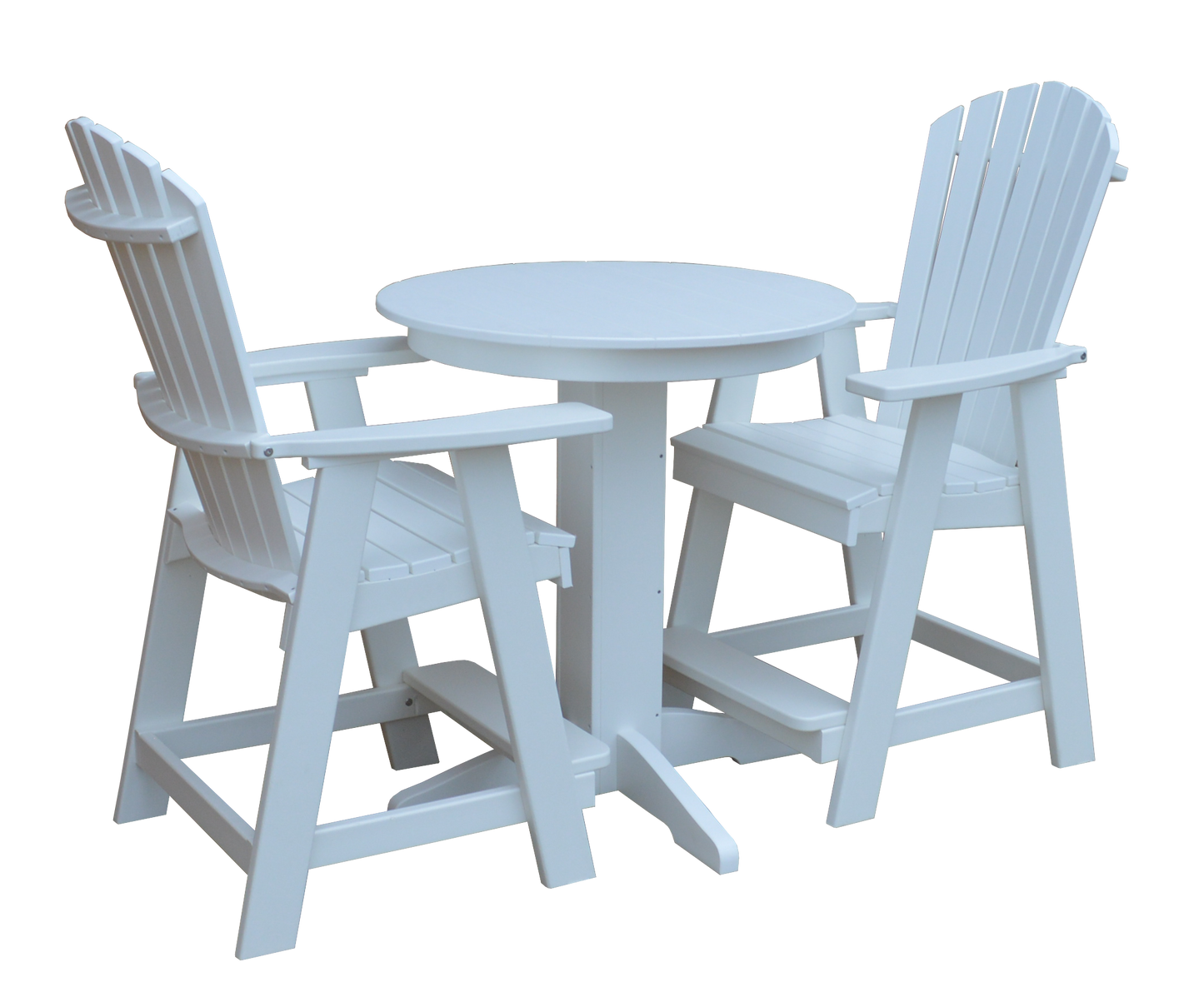 Bryton Park Poly Furniture Recycled Plastic 33in. Round Counter Table with Fanback Balcony Chairs 3 Piece Set (Counter Height) - LEAD TIME TO SHIP 10 BUSINESS DAYS