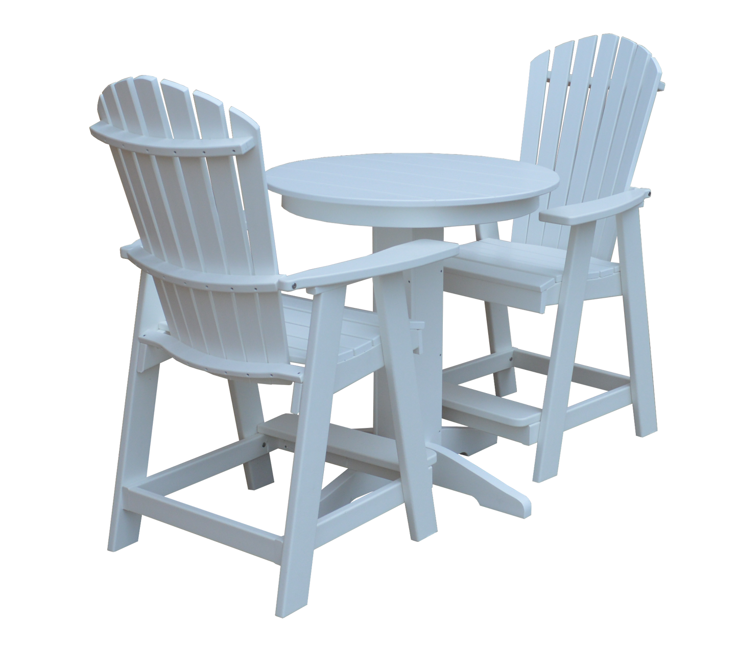 Bryton Park Poly Furniture Recycled Plastic 33in. Round Counter Table with Fanback Balcony Chairs 3 Piece Set (Counter Height) - LEAD TIME TO SHIP 10 BUSINESS DAYS