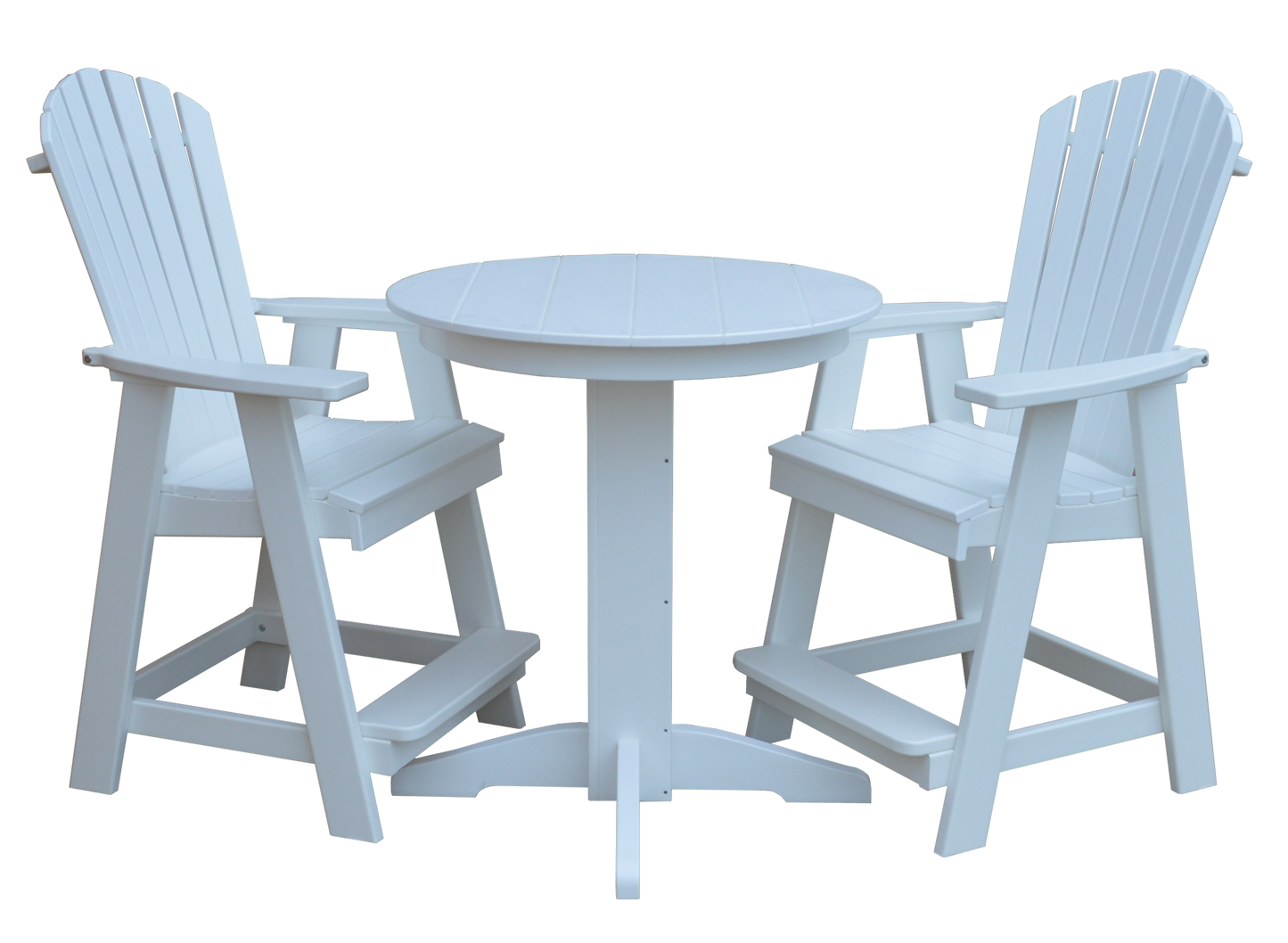 Bryton Park Poly Furniture Recycled Plastic 33in. Round Counter Table with Fanback Balcony Chairs 3 Piece Set (Counter Height) - LEAD TIME TO SHIP 10 BUSINESS DAYS