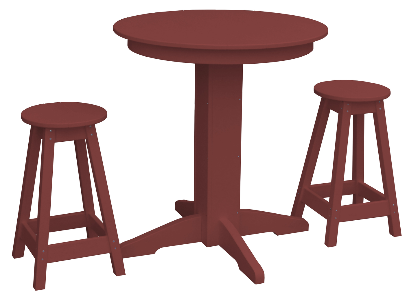 Bryton Park Poly Furniture Recycled Plastic 33in. Round Table Counter Stools 3 Piece Set (Counter Height) - LEAD TIME TO SHIP 10 BUSINESS DAYS