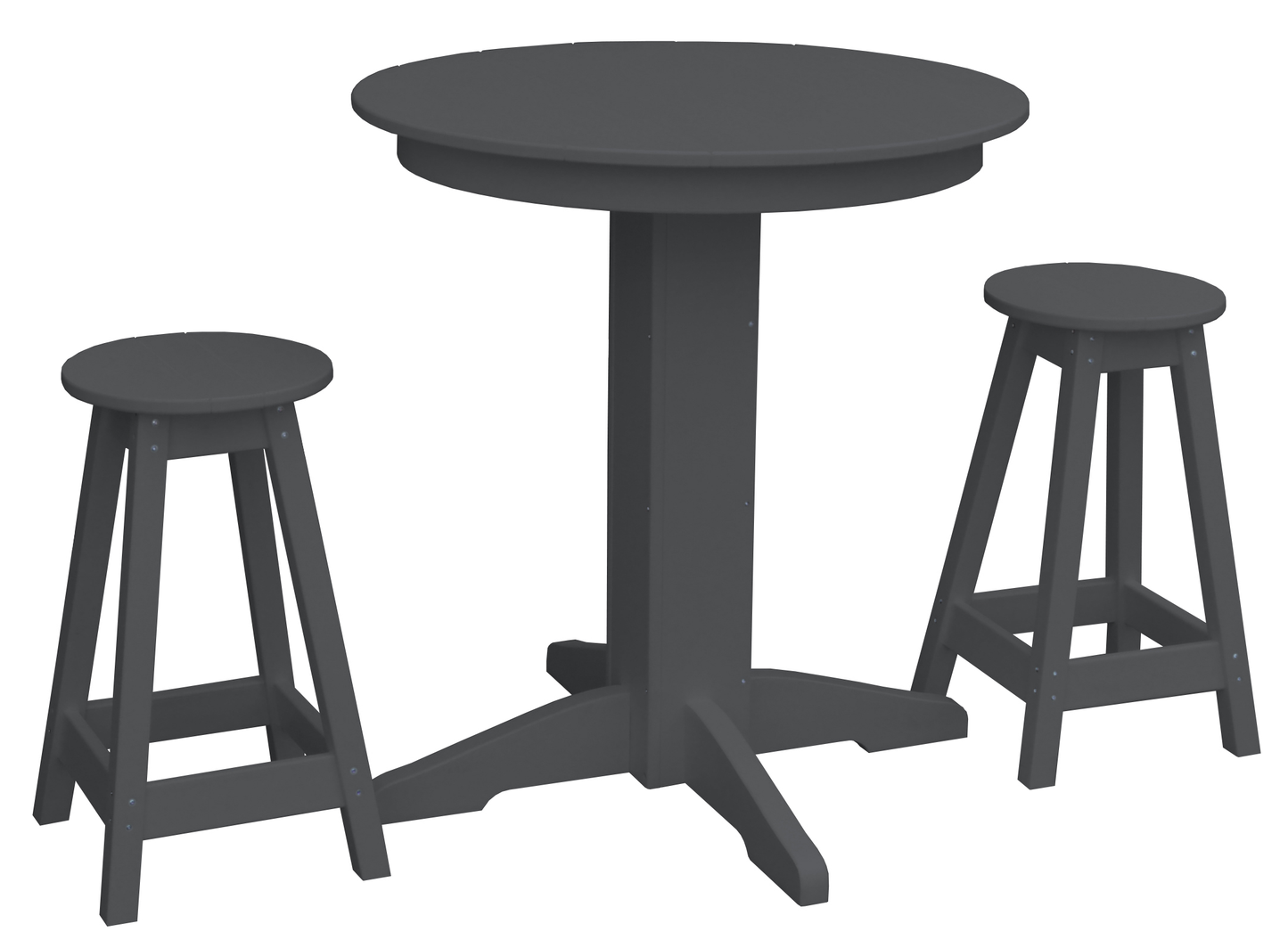 Bryton Park Poly Furniture Recycled Plastic 33in. Round Table Counter Stools 3 Piece Set (Counter Height) - LEAD TIME TO SHIP 10 BUSINESS DAYS