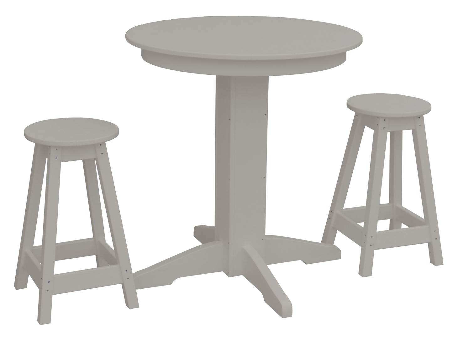 Bryton Park Poly Furniture Recycled Plastic 33in. Round Table Counter Stools 3 Piece Set (Counter Height) - LEAD TIME TO SHIP 10 BUSINESS DAYS