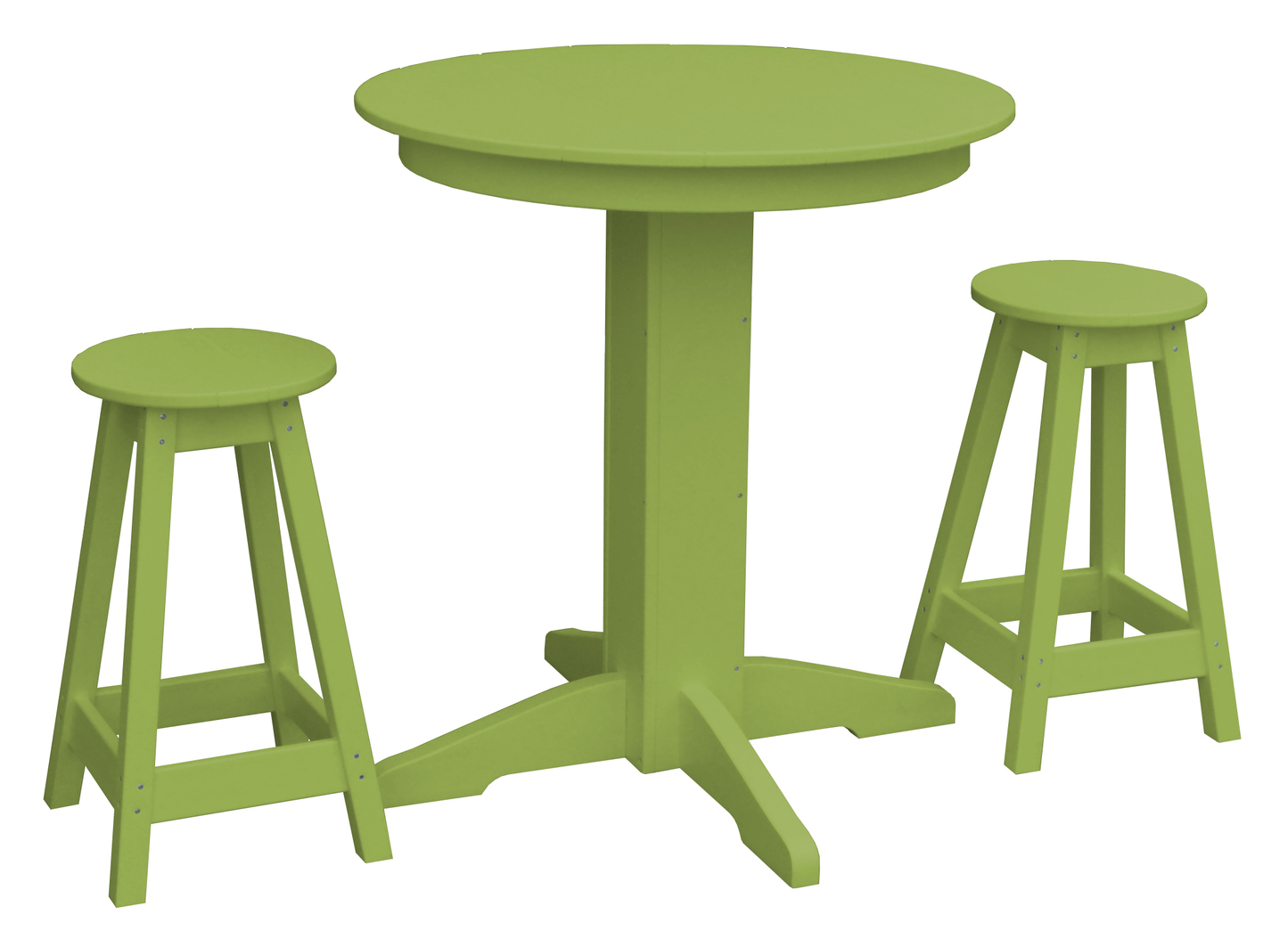 Bryton Park Poly Furniture Recycled Plastic 33in. Round Table Counter Stools 3 Piece Set (Counter Height) - LEAD TIME TO SHIP 10 BUSINESS DAYS