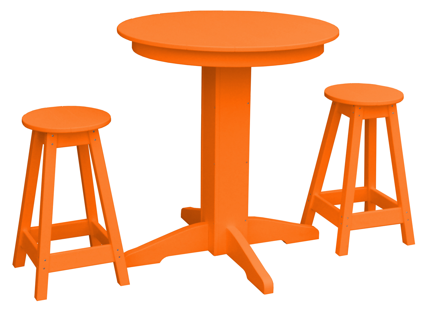 Bryton Park Poly Furniture Recycled Plastic 33in. Round Table Counter Stools 3 Piece Set (Counter Height) - LEAD TIME TO SHIP 10 BUSINESS DAYS