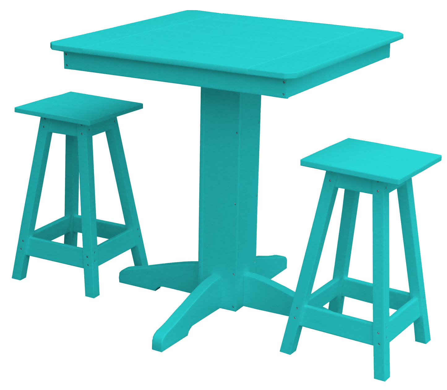 Bryton Park Poly Furniture Recycled Plastic 33in. Square Balcony Table with Square Stools 3 Piece Set (Counter Height) - LEAD TIME TO SHIP 10 BUSINESS DAYS