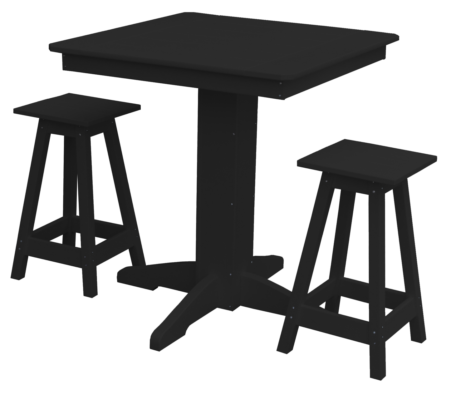 Bryton Park Poly Furniture Recycled Plastic 33in. Square Balcony Table with Square Stools 3 Piece Set (Counter Height) - LEAD TIME TO SHIP 10 BUSINESS DAYS