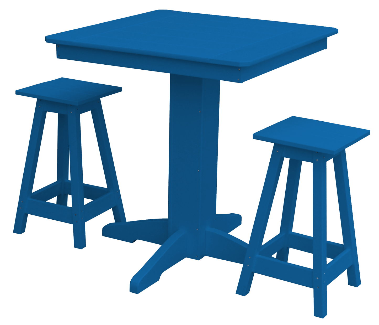 Bryton Park Poly Furniture Recycled Plastic 33in. Square Balcony Table with Square Stools 3 Piece Set (Counter Height) - LEAD TIME TO SHIP 10 BUSINESS DAYS