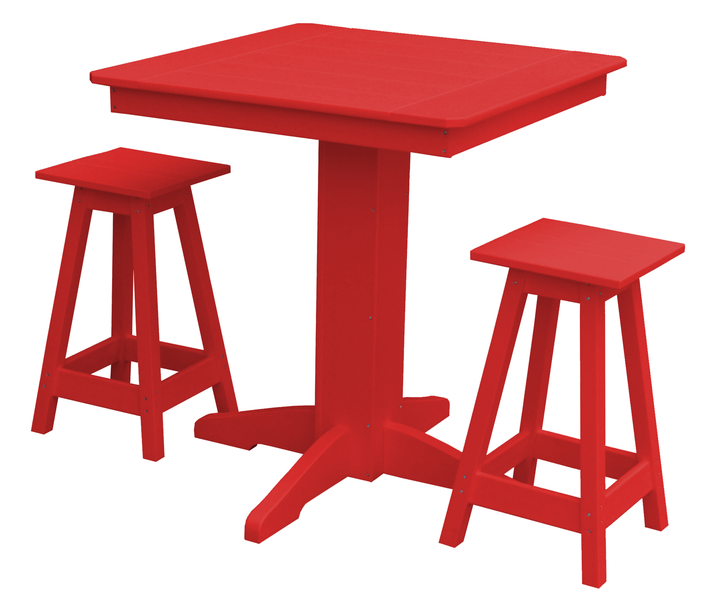 Bryton Park Poly Furniture Recycled Plastic 33in. Square Balcony Table with Square Stools 3 Piece Set (Counter Height) - LEAD TIME TO SHIP 10 BUSINESS DAYS