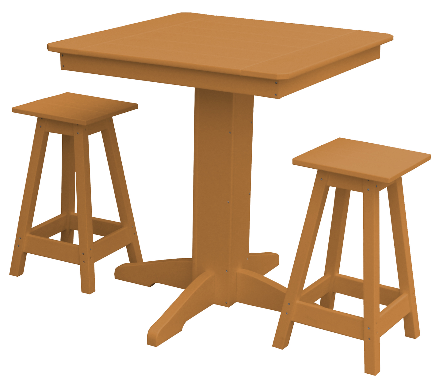 Bryton Park Poly Furniture Recycled Plastic 33in. Square Balcony Table with Square Stools 3 Piece Set (Counter Height) - LEAD TIME TO SHIP 10 BUSINESS DAYS