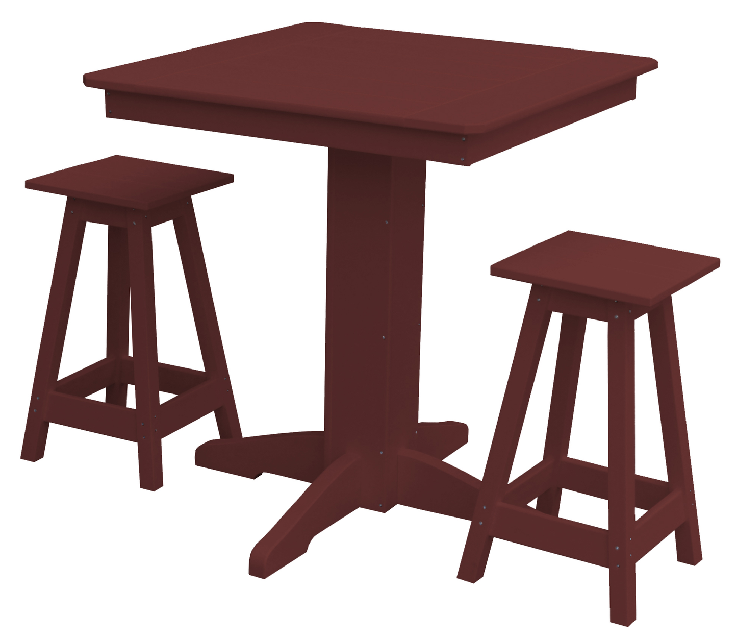 Bryton Park Poly Furniture Recycled Plastic 33in. Square Balcony Table with Square Stools 3 Piece Set (Counter Height) - LEAD TIME TO SHIP 10 BUSINESS DAYS