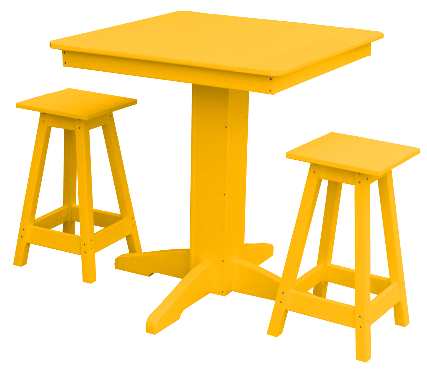 Bryton Park Poly Furniture Recycled Plastic 33in. Square Balcony Table with Square Stools 3 Piece Set (Counter Height) - LEAD TIME TO SHIP 10 BUSINESS DAYS