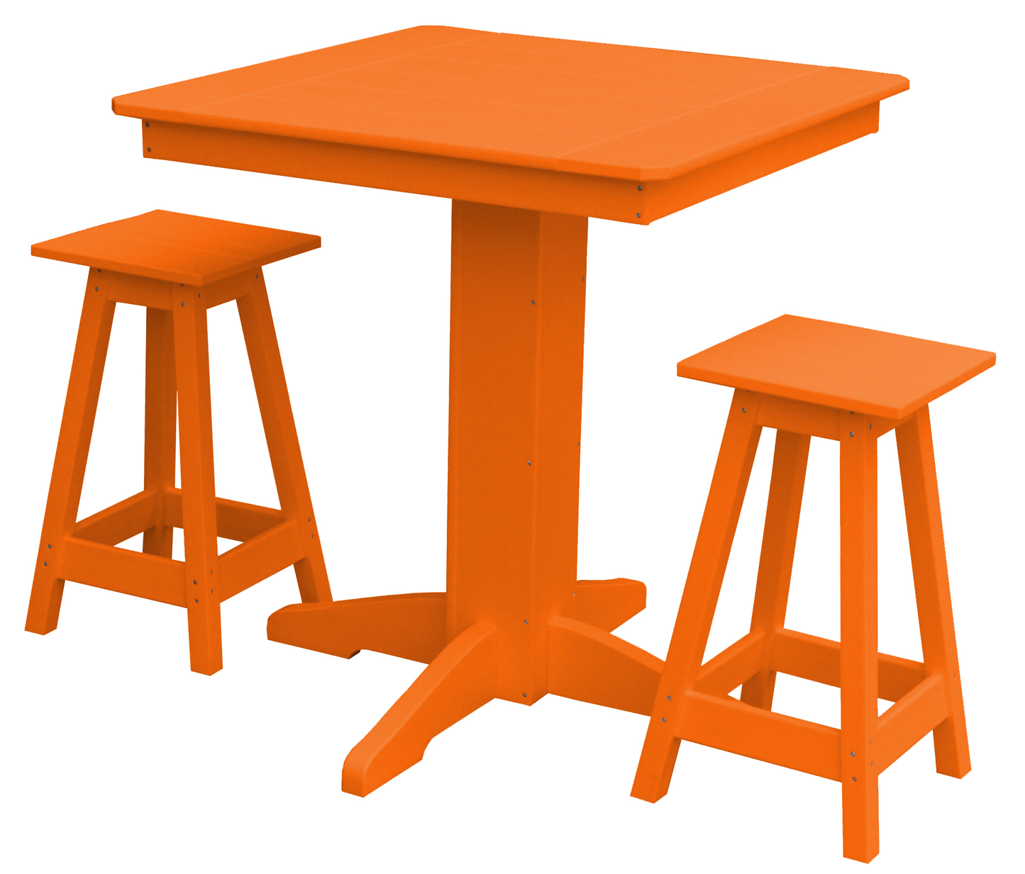 Bryton Park Poly Furniture Recycled Plastic 33in. Square Balcony Table with Square Stools 3 Piece Set (Counter Height) - LEAD TIME TO SHIP 10 BUSINESS DAYS