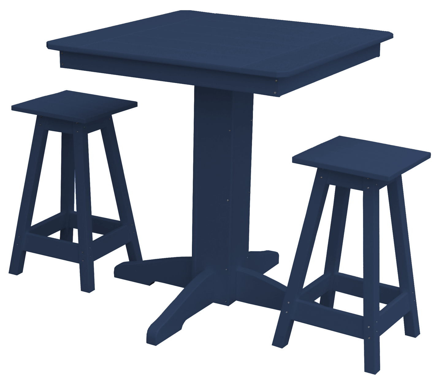Bryton Park Poly Furniture Recycled Plastic 33in. Square Balcony Table with Square Stools 3 Piece Set (Counter Height) - LEAD TIME TO SHIP 10 BUSINESS DAYS