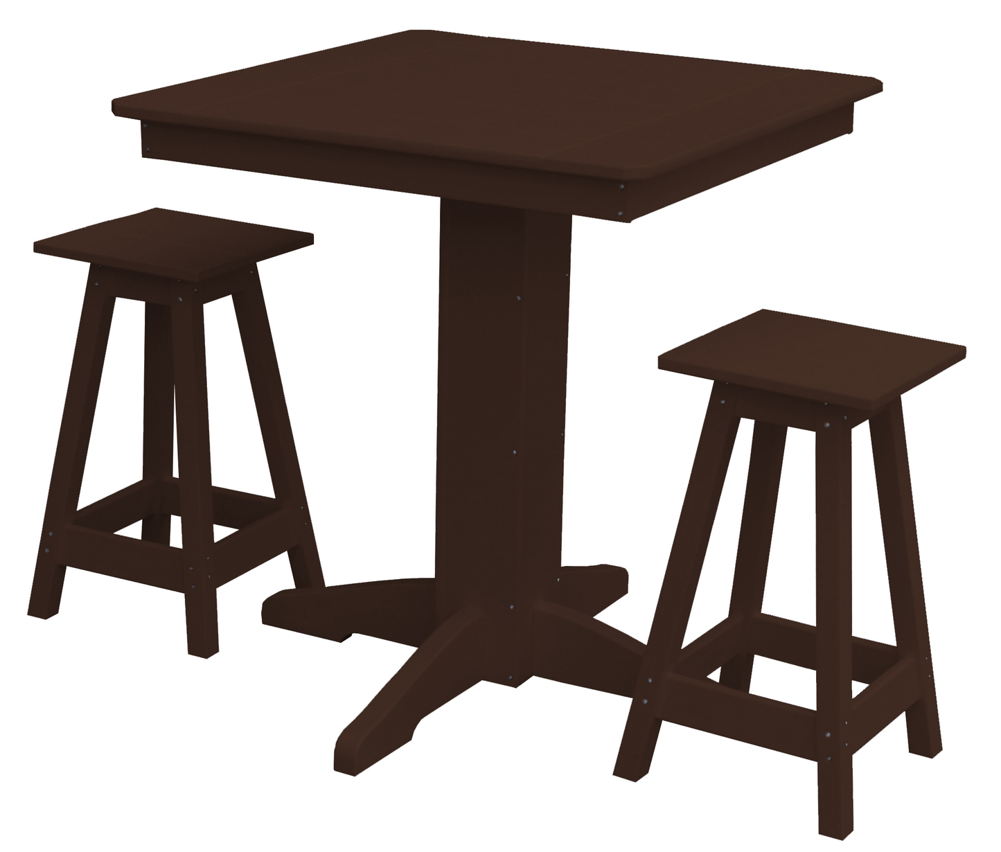 Bryton Park Poly Furniture Recycled Plastic 33in. Square Balcony Table with Square Stools 3 Piece Set (Counter Height) - LEAD TIME TO SHIP 10 BUSINESS DAYS