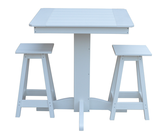 Bryton Park Poly Furniture Recycled Plastic 33in. Square Balcony Table with Square Stools 3 Piece Set (Counter Height) - LEAD TIME TO SHIP 10 BUSINESS DAYS