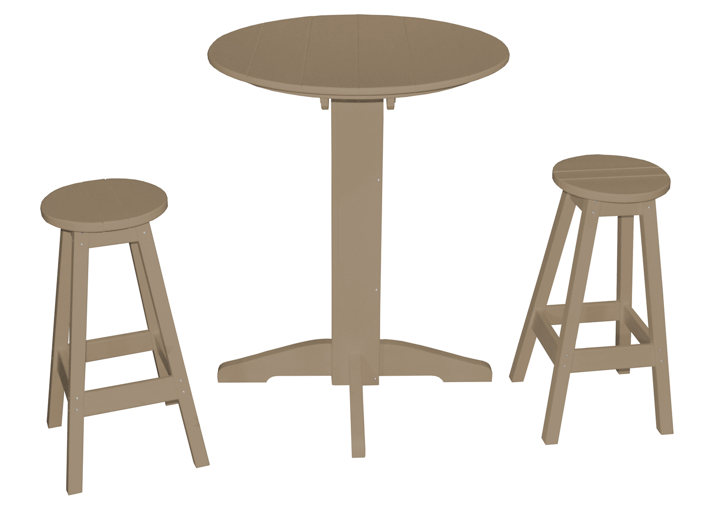 Bryton Park Poly Furniture Recycled Plastic 3 Piece Bar Set with 33" Round Table - LEAD TIME TO SHIP 10 BUSINESS DAYS