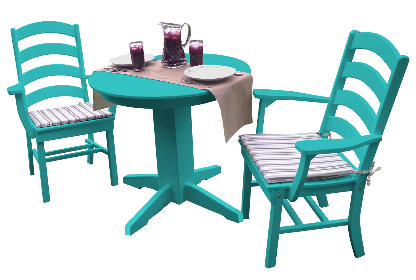 Bryton Park Poly Furniture Recycled Plastic 3 Piece Round Dining Arm Chair Dining Table Set - LEAD TIME TO SHIP 3 WEEKS OR LESS