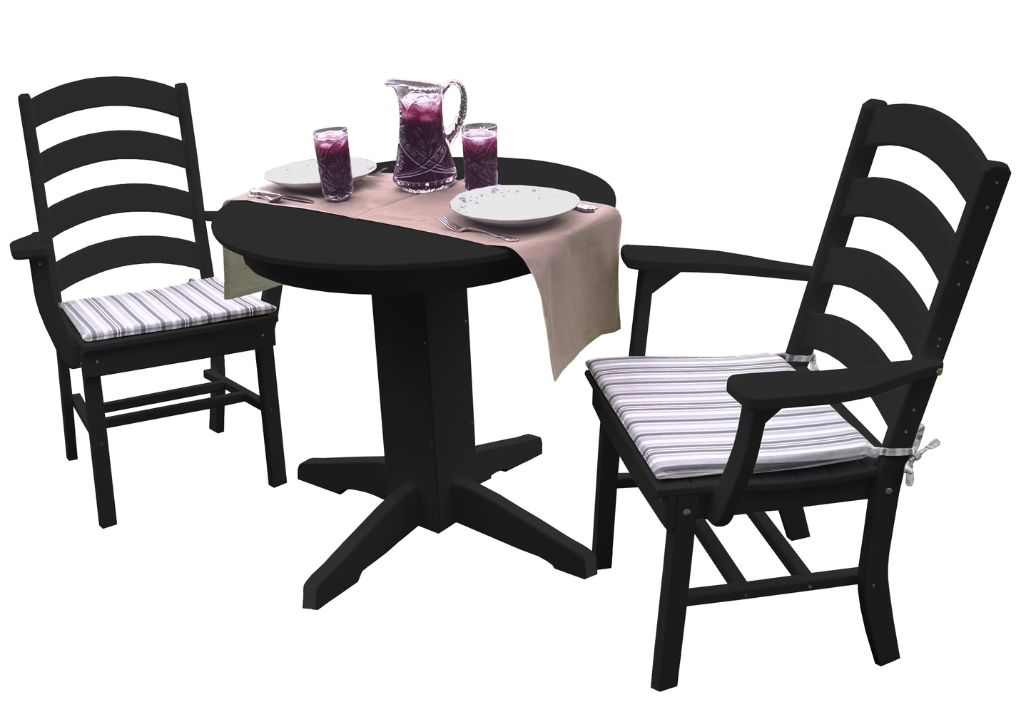 Bryton Park Poly Furniture Recycled Plastic 3 Piece Round Dining Arm Chair Dining Table Set - LEAD TIME TO SHIP 3 WEEKS OR LESS