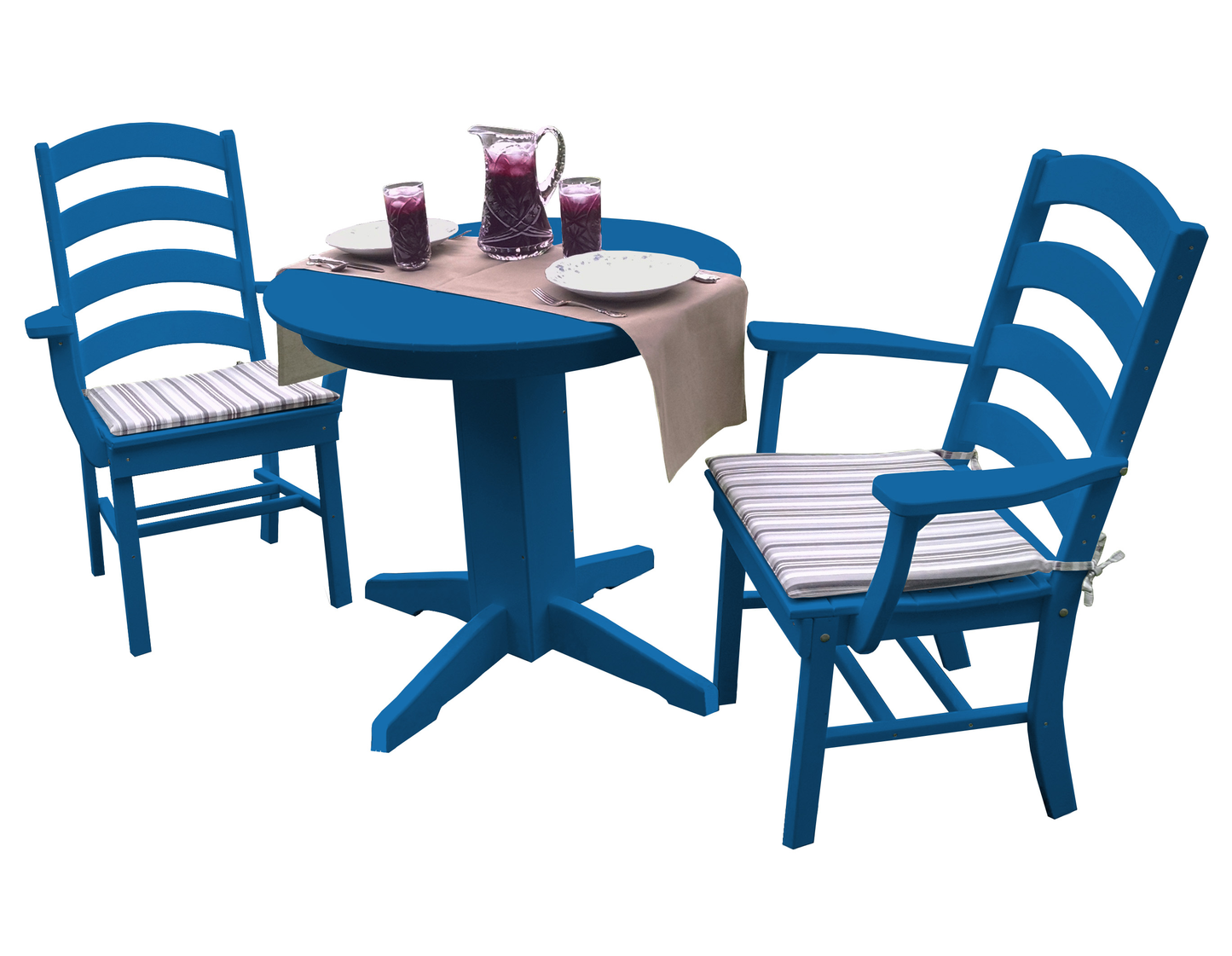 Bryton Park Poly Furniture Recycled Plastic 3 Piece Round Dining Arm Chair Dining Table Set - LEAD TIME TO SHIP 3 WEEKS OR LESS