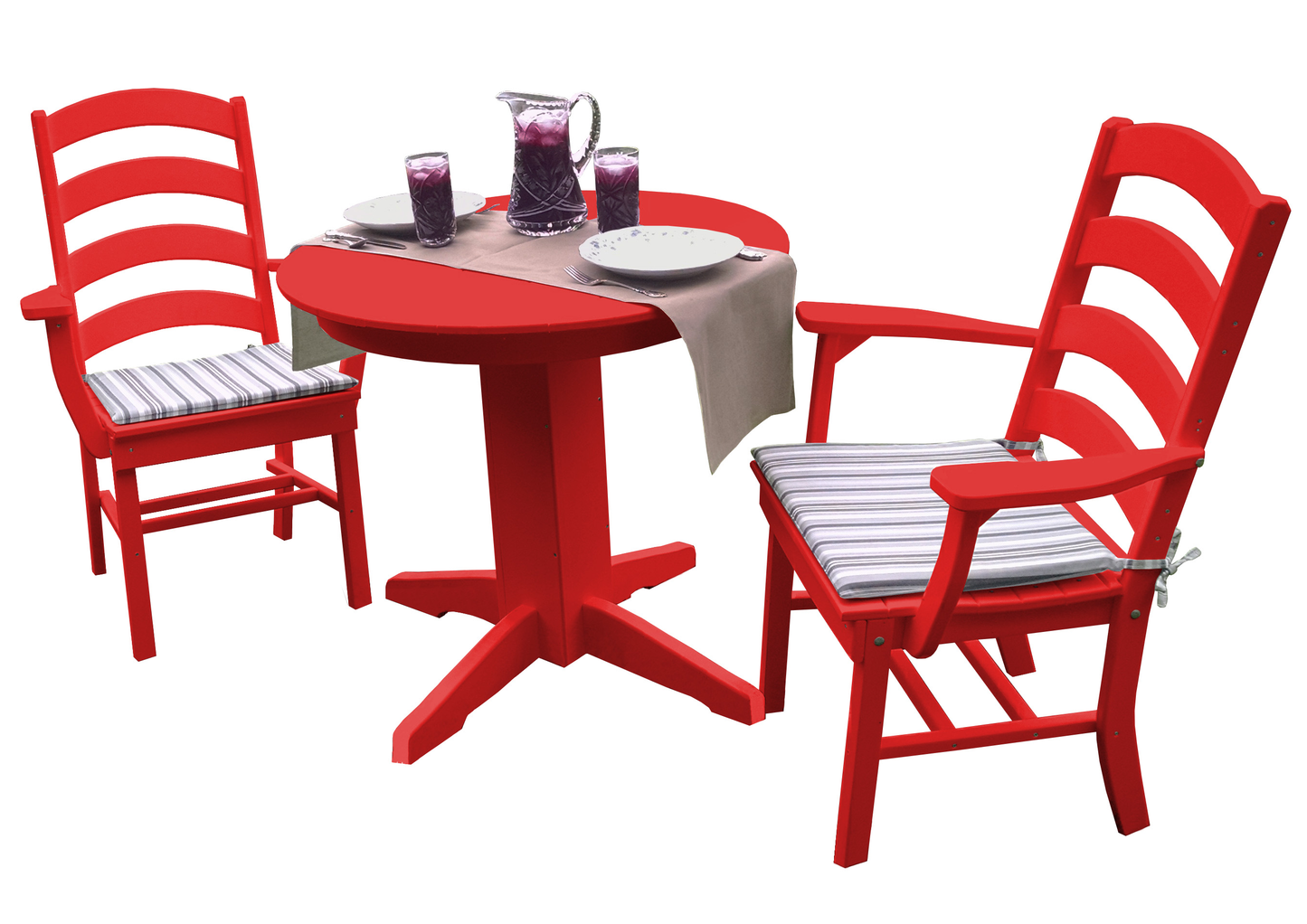 Bryton Park Poly Furniture Recycled Plastic 3 Piece Round Dining Arm Chair Dining Table Set - LEAD TIME TO SHIP 3 WEEKS OR LESS