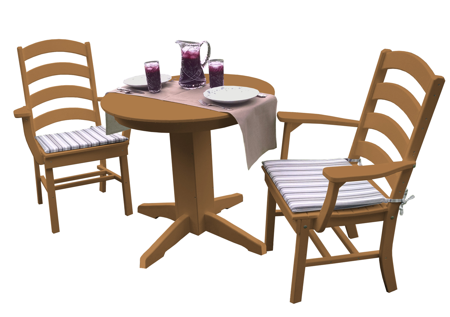 Bryton Park Poly Furniture Recycled Plastic 3 Piece Round Dining Arm Chair Dining Table Set - LEAD TIME TO SHIP 3 WEEKS OR LESS