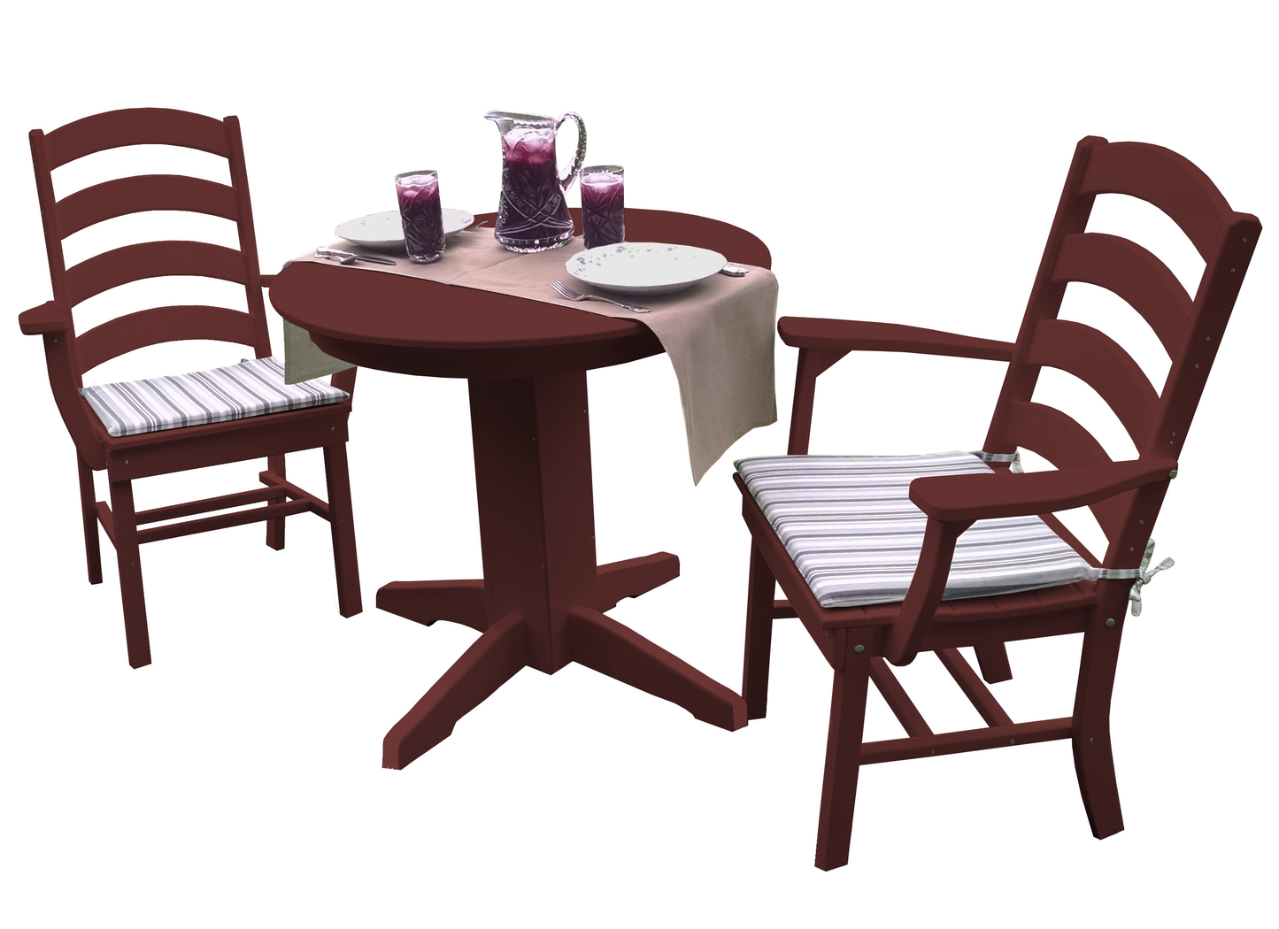 Bryton Park Poly Furniture Recycled Plastic 3 Piece Round Dining Arm Chair Dining Table Set - LEAD TIME TO SHIP 3 WEEKS OR LESS