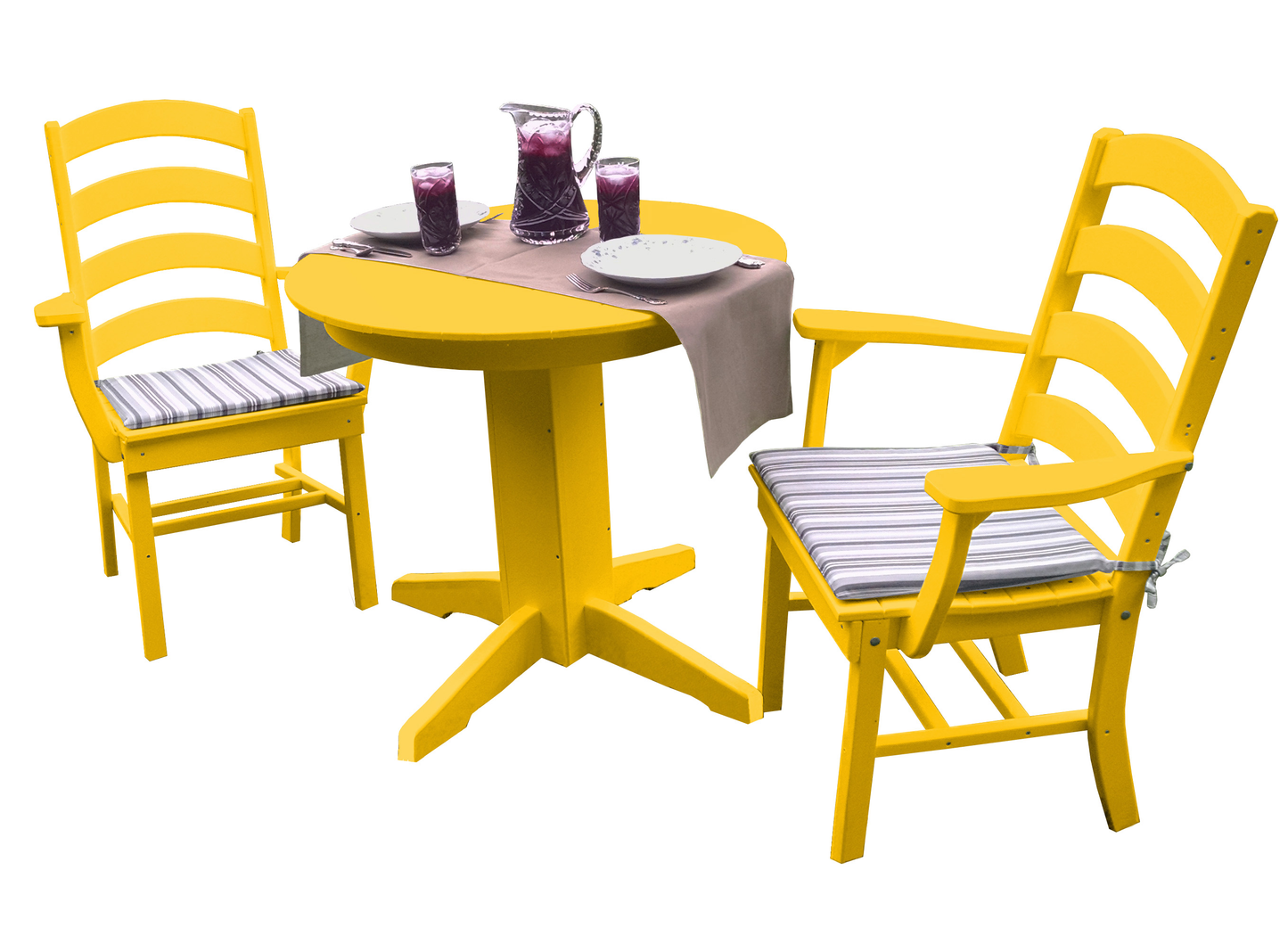 Bryton Park Poly Furniture Recycled Plastic 3 Piece Round Dining Arm Chair Dining Table Set - LEAD TIME TO SHIP 3 WEEKS OR LESS