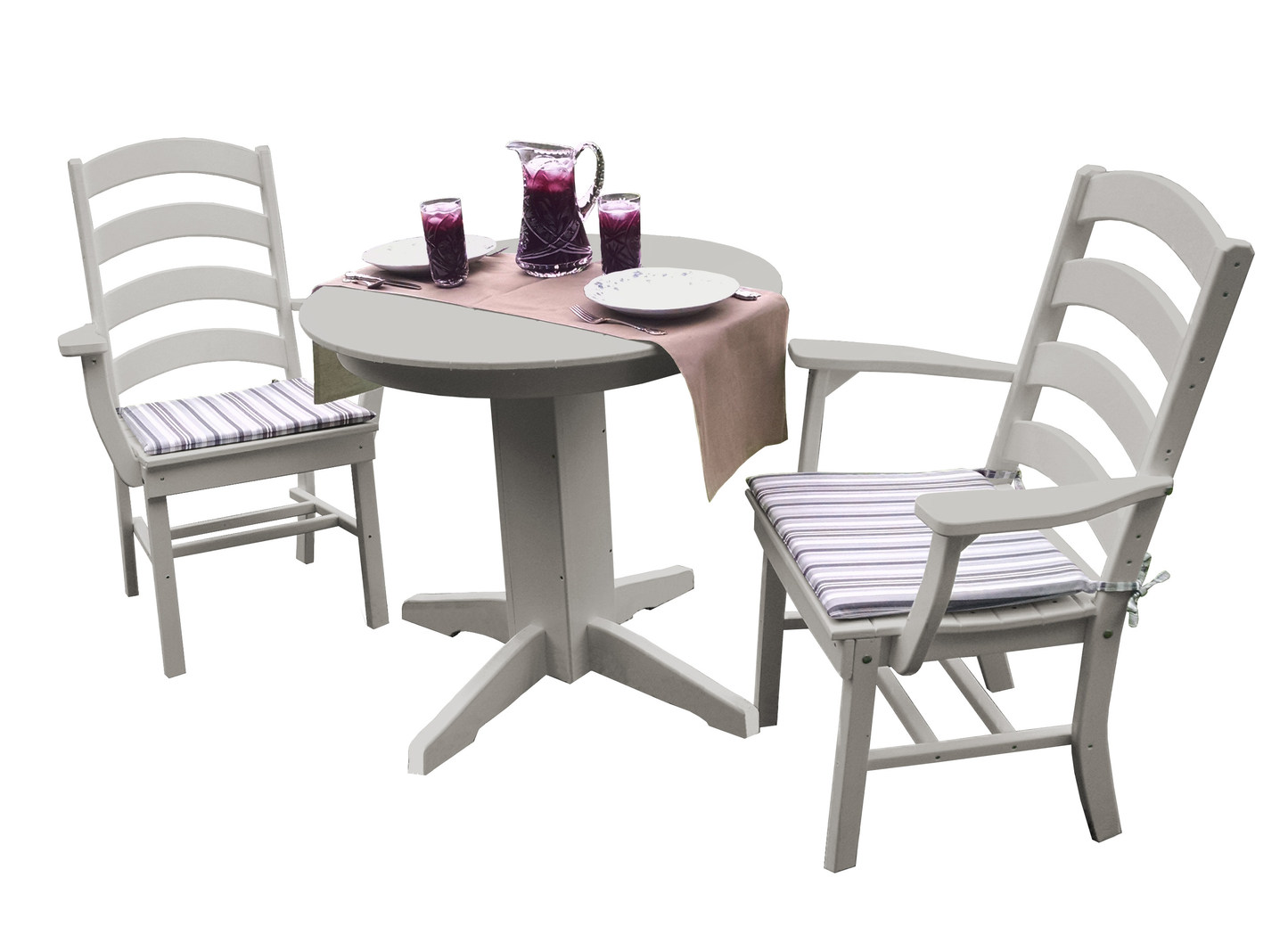 Bryton Park Poly Furniture Recycled Plastic 3 Piece Round Dining Arm Chair Dining Table Set - LEAD TIME TO SHIP 3 WEEKS OR LESS