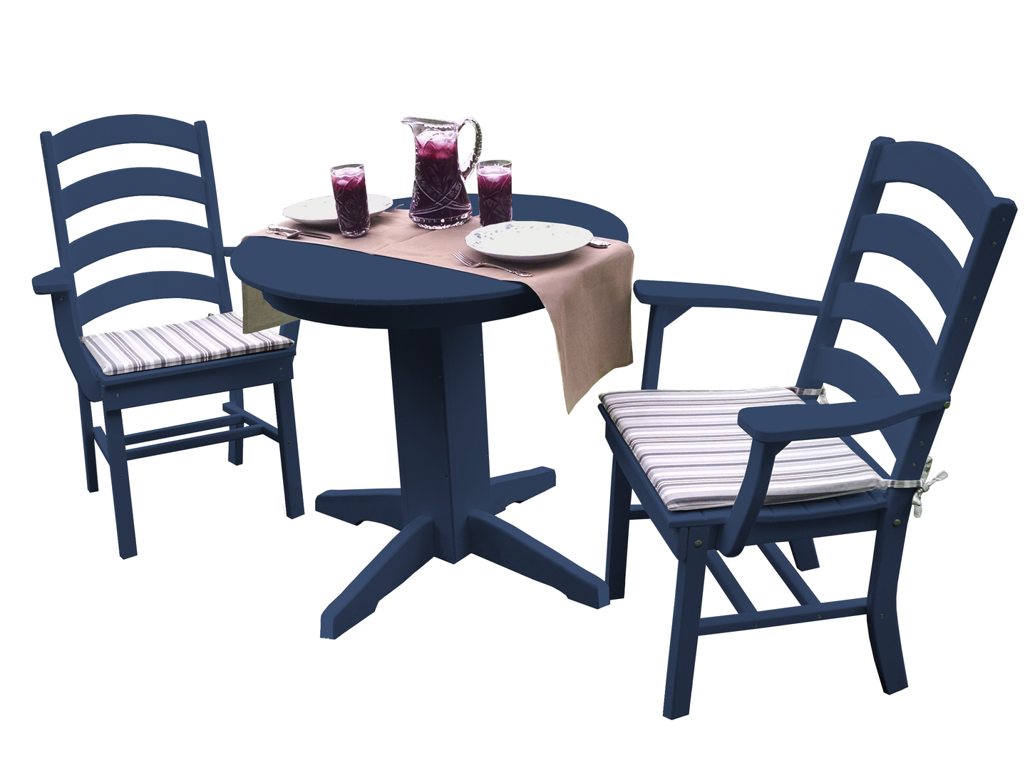 Bryton Park Poly Furniture Recycled Plastic 3 Piece Round Dining Arm Chair Dining Table Set - LEAD TIME TO SHIP 3 WEEKS OR LESS
