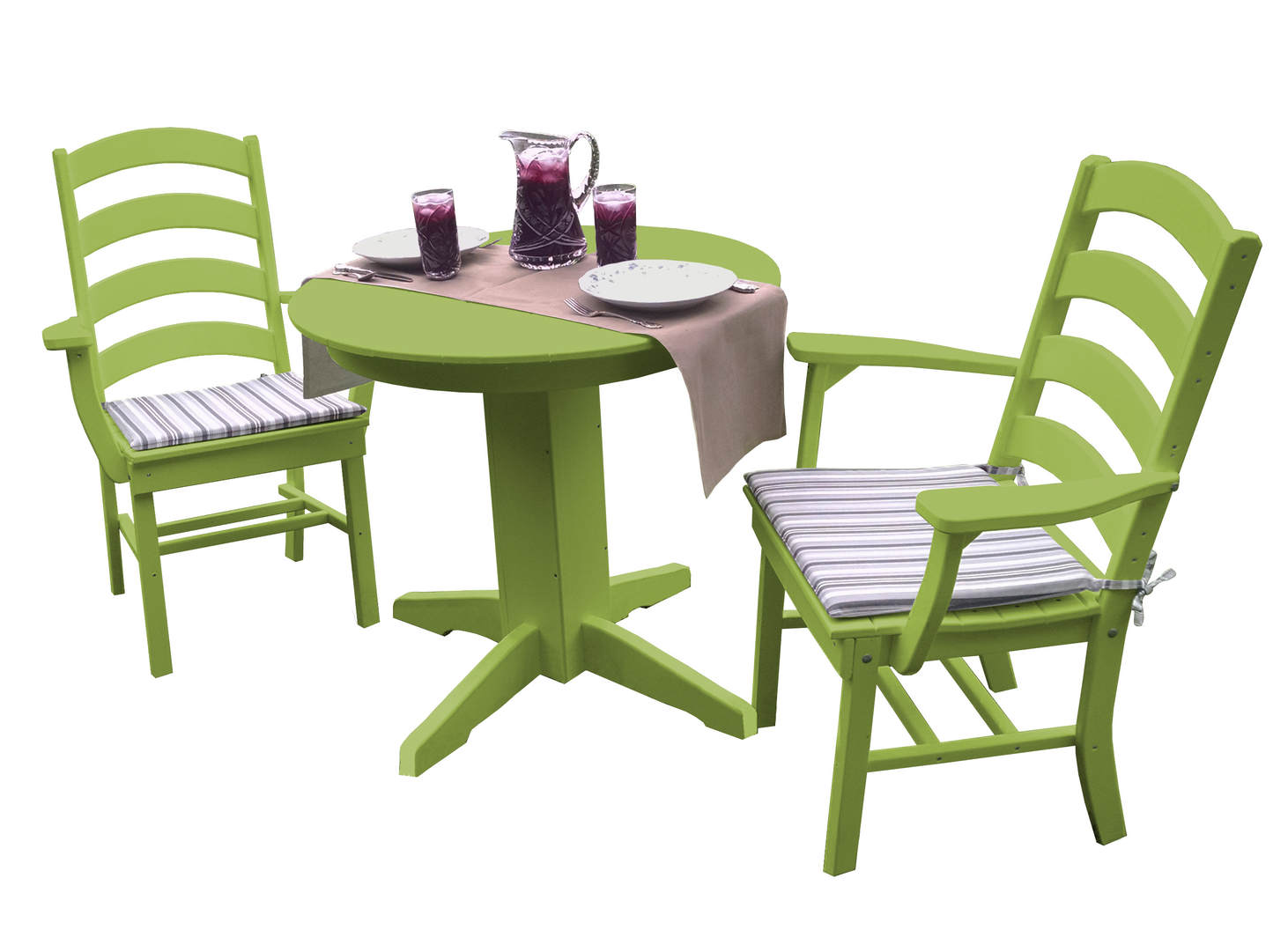 Bryton Park Poly Furniture Recycled Plastic 3 Piece Round Dining Arm Chair Dining Table Set - LEAD TIME TO SHIP 3 WEEKS OR LESS