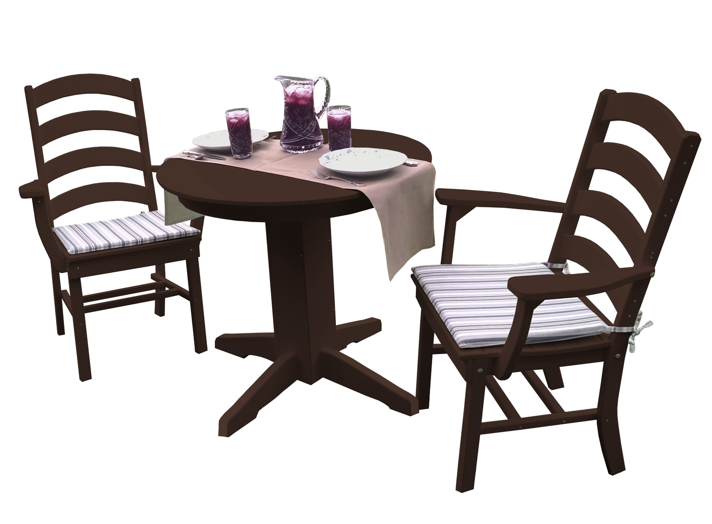 Bryton Park Poly Furniture Recycled Plastic 3 Piece Round Dining Arm Chair Dining Table Set - LEAD TIME TO SHIP 3 WEEKS OR LESS