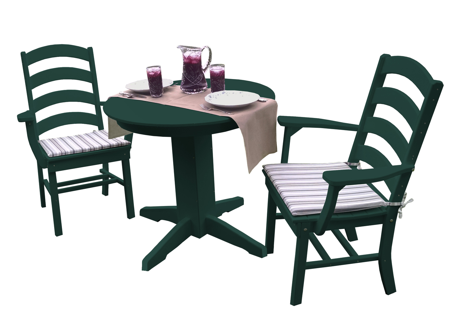 Bryton Park Poly Furniture Recycled Plastic 3 Piece Round Dining Arm Chair Dining Table Set - LEAD TIME TO SHIP 3 WEEKS OR LESS