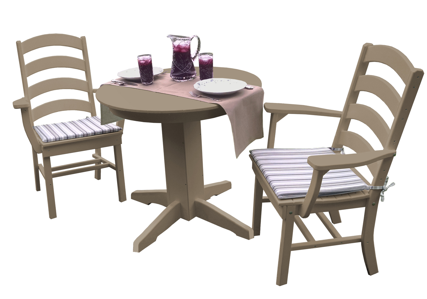 Bryton Park Poly Furniture Recycled Plastic 3 Piece Round Dining Arm Chair Dining Table Set - LEAD TIME TO SHIP 3 WEEKS OR LESS