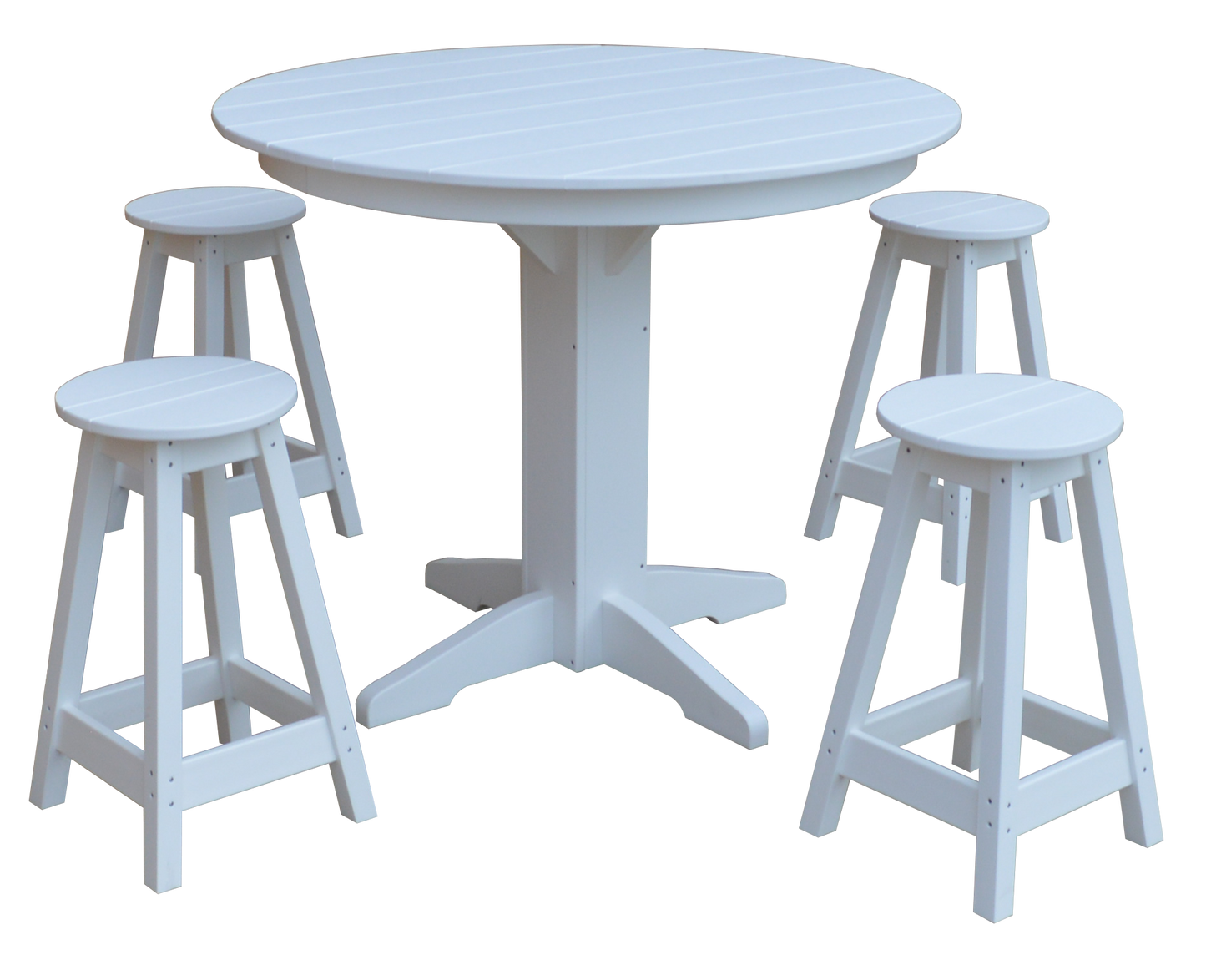 Bryton Park Poly Furniture Recycled Plastic 44in. Balcony Table with 4 Round Counter Stools 5 Piece Set (Counter Height) - LEAD TIME TO SHIP 10 BUSINESS DAYS