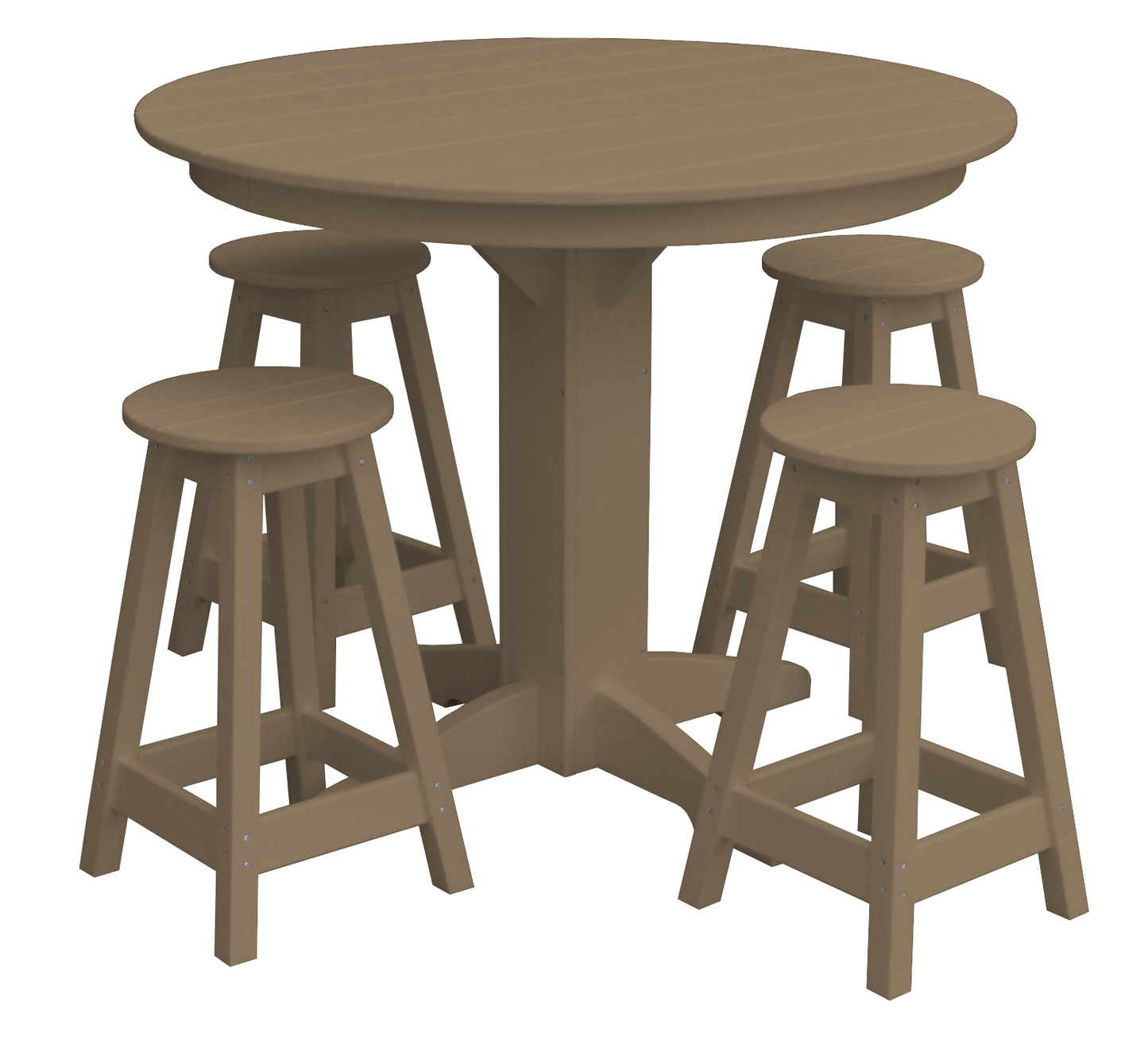 Bryton Park Poly Furniture Recycled Plastic 44in. Balcony Table with 4 Round Counter Stools 5 Piece Set (Counter Height) - LEAD TIME TO SHIP 10 BUSINESS DAYS