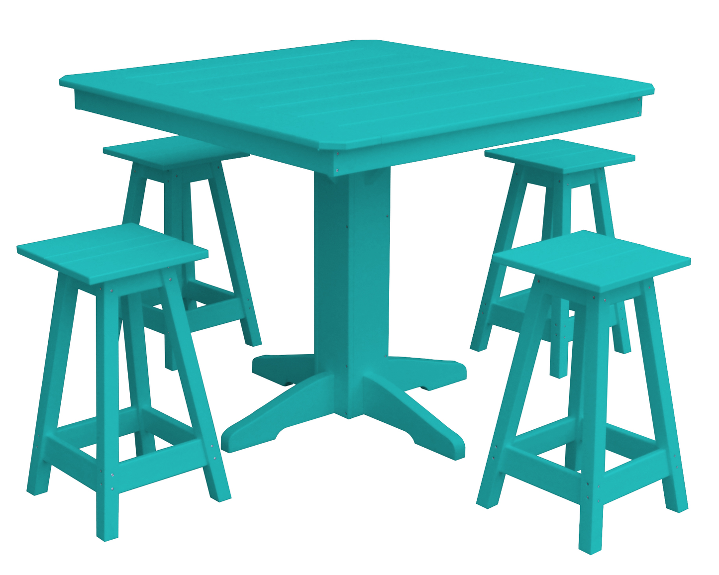 Bryton Park Poly Furniture Recycled Plastic 44in. Square Counter Table with Square Counter Stools 5 Piece Set (Counter Height) - LEAD TIME TO SHIP 10 BUSINESS DAYS