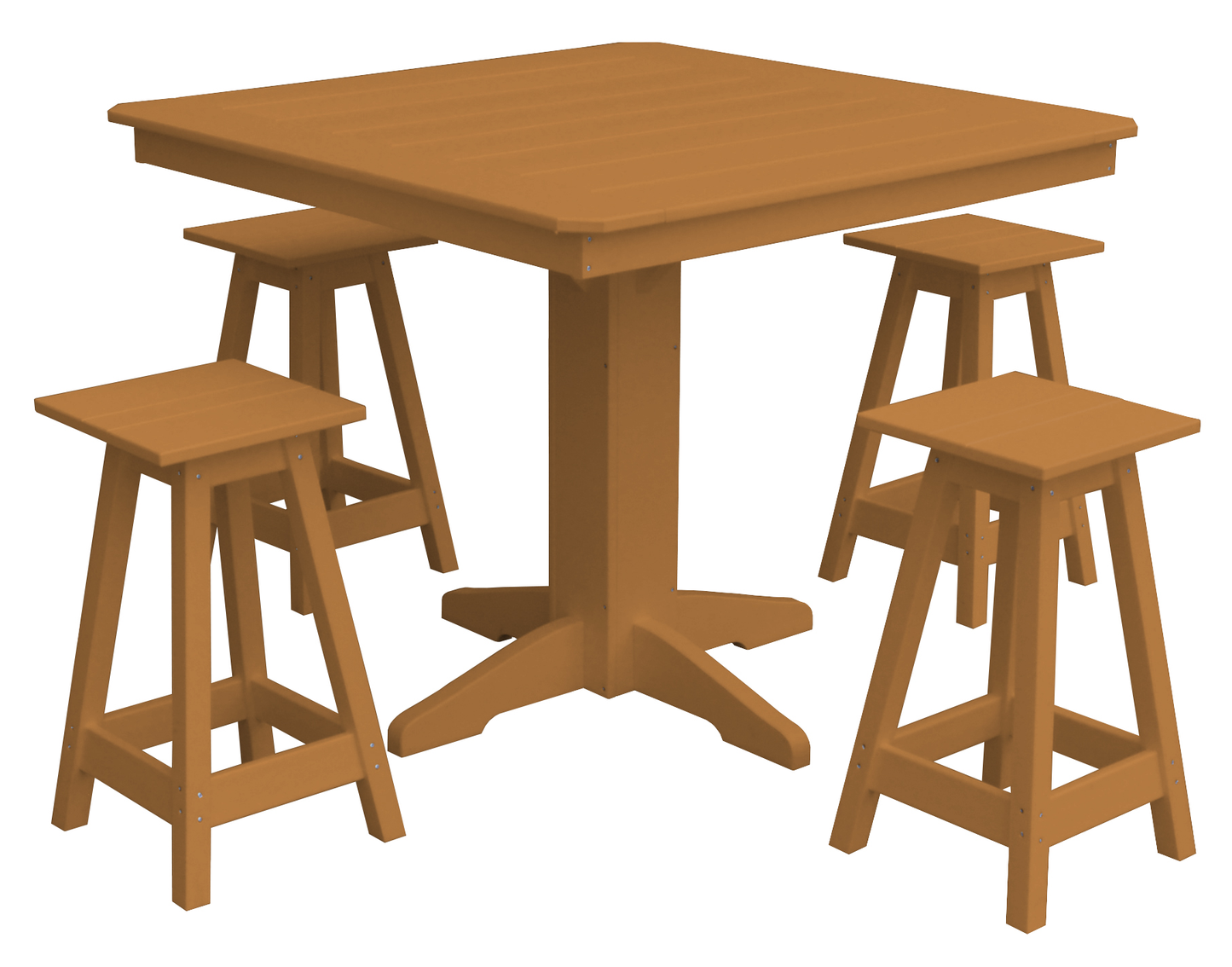 Bryton Park Poly Furniture Recycled Plastic 44in. Square Counter Table with Square Counter Stools 5 Piece Set (Counter Height) - LEAD TIME TO SHIP 10 BUSINESS DAYS